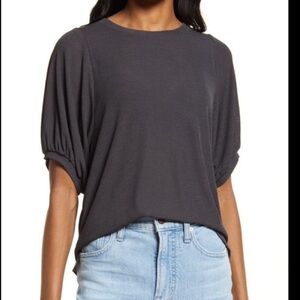 Madewell Eastover Bubble-Sleeve Black Tee